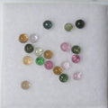 Lote de 19 cabujones redondos lisos de turmalina múltiple de 2 mm (rosa, verde, azul, amarillo y morado). Gemas sin tratar. Gemas al por mayor. Piedras auténticas.