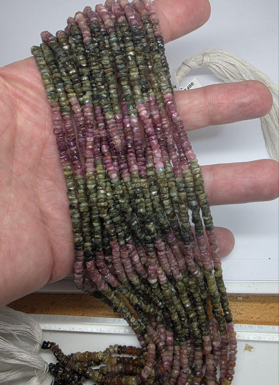 Rondelle à facettes en tourmaline St de 14 pouces, 3 x 2 mm. - Fil de 37 cm.