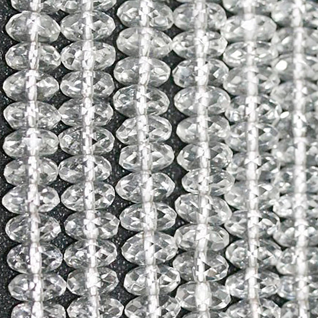 Perles rondelles à facettes en cristal de roche, 8 x 4 mm, 15 pouces (38 cm) - Longueur : 39 cm