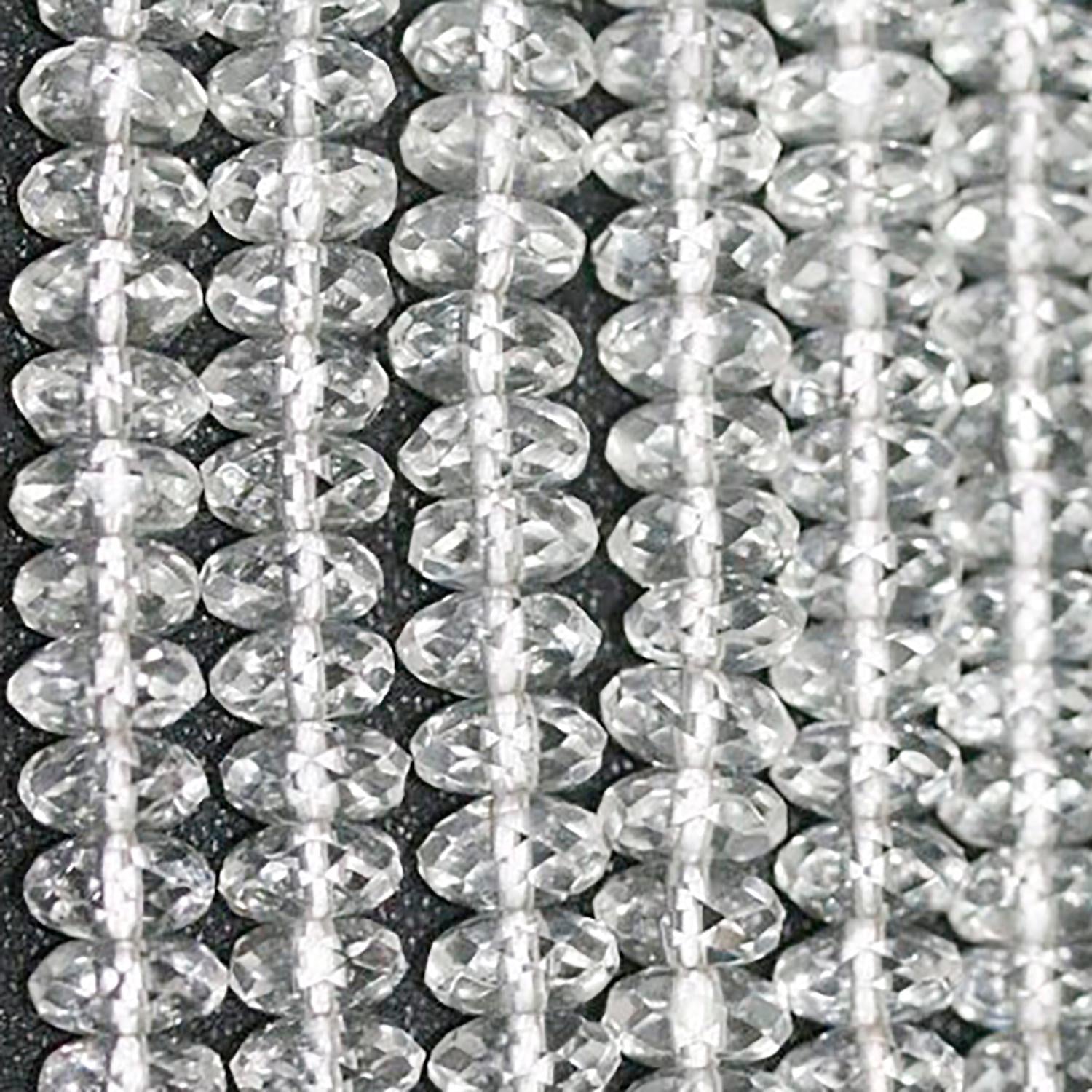 Perles rondelles à facettes en cristal de roche, 8 x 4 mm, 15 pouces (38 cm) - Longueur : 39 cm