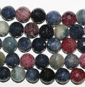 16" St Ruby And Sapphire Faceted Round Beads 10mm.