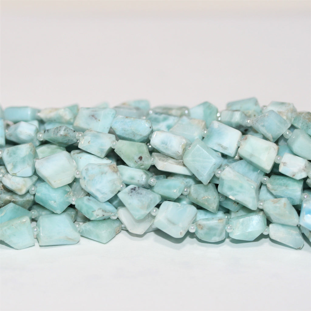 14" St Larimar Faceted Nugget 8x6mm. Approx.-Strand 35cm.