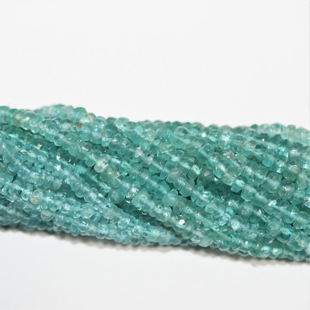 14" St Greenish blue Apatite Faceted Rondelle Beads 4x3mm.-Strand 37cm
