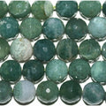 Cuentas redondas facetadas de ágata musgosa de 16" (10 mm) - Hilo de 40 cm
