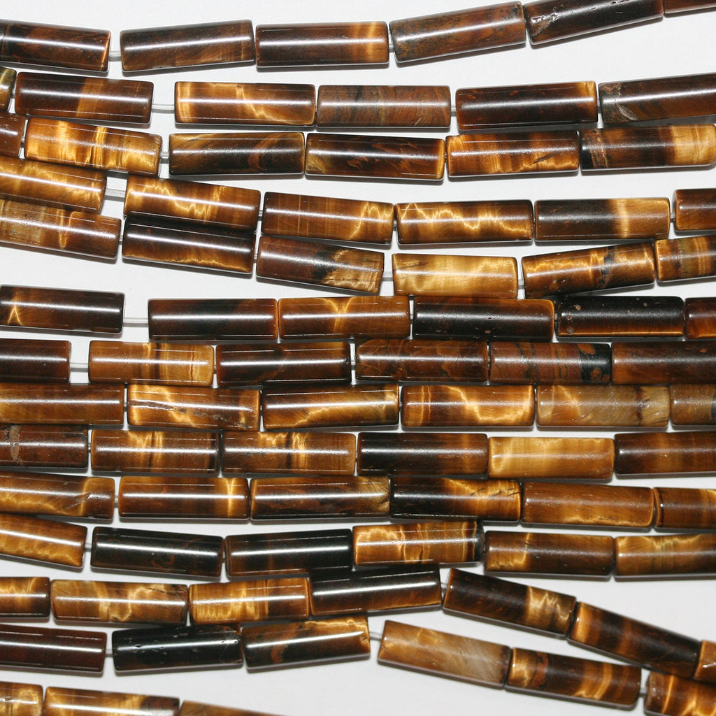 Perles tubulaires lisses œil de tigre St 15" 13x4mm.-Rig 39cm.