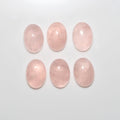 Lote de 6 cabujones ovalados de cuarzo rosa de 14 x 10 mm (6 piezas)