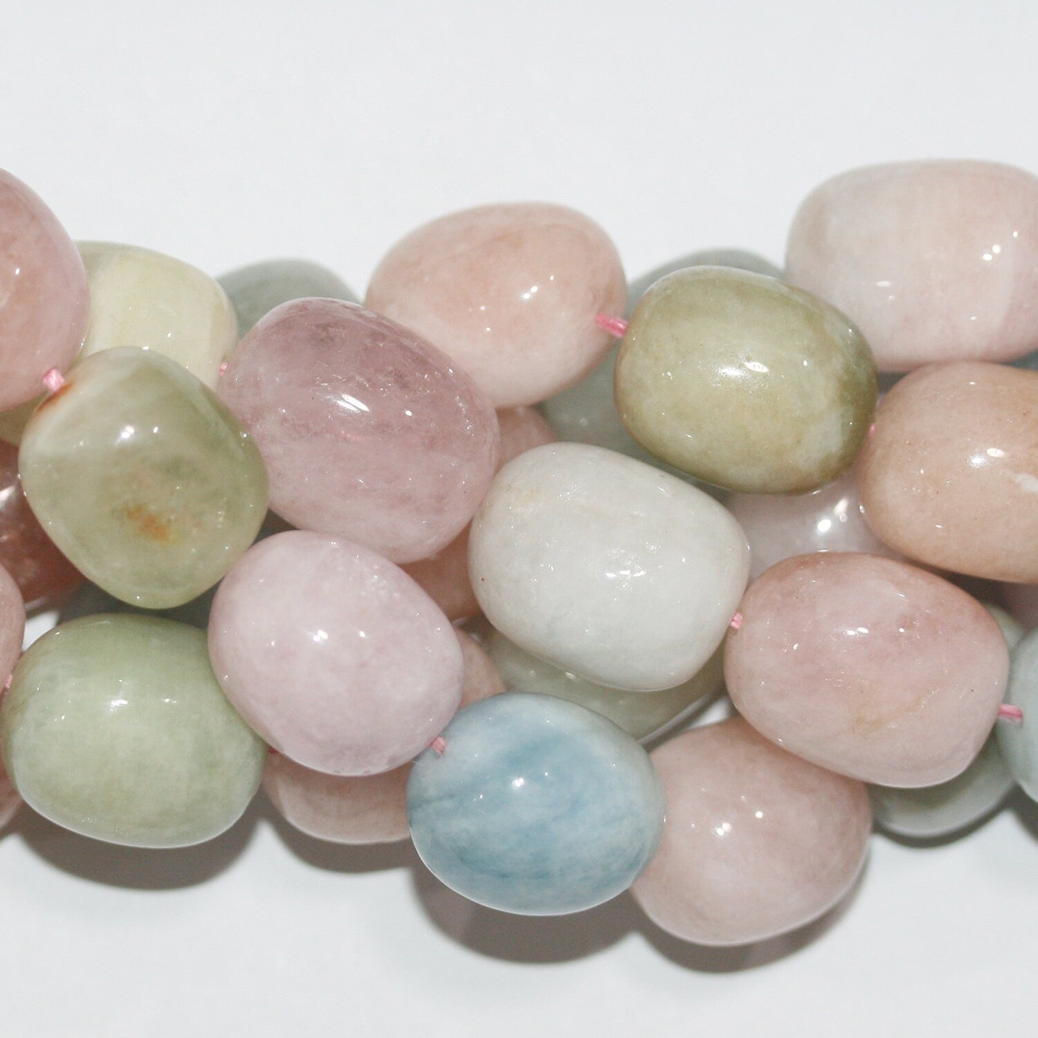 Cuentas de barril liso multiberilo de 16", 19 x 14 mm. Aprox. - Hilo de 40 cm.