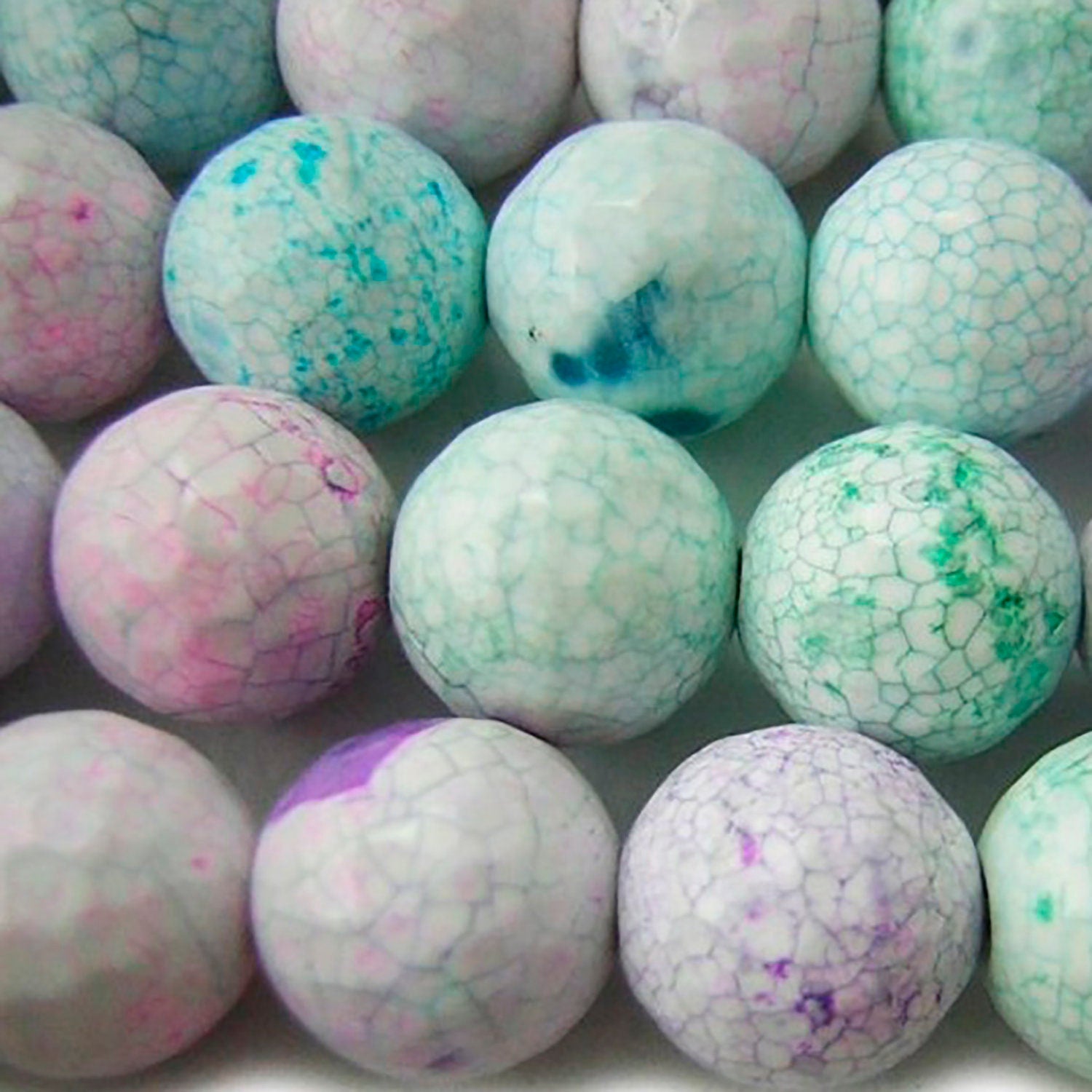 Cuentas redondas facetadas de ágata multicolor de 16" (14 mm) - Hilo de 40 cm