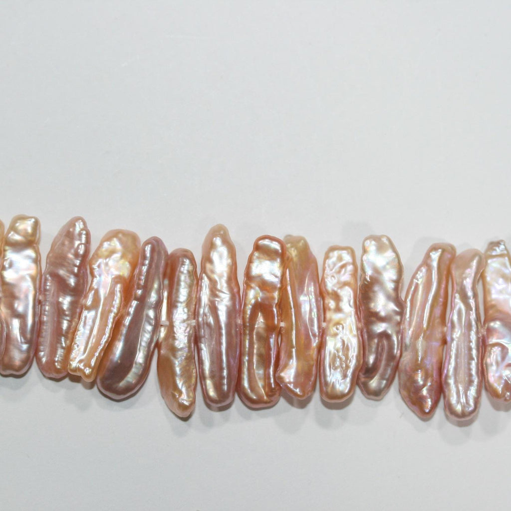 Perles de saumon Biwas d'eau douce St, 16 pouces (environ 40 cm), 23 x 6 mm, longueur 40 cm. Perles naturelles à prix de gros.