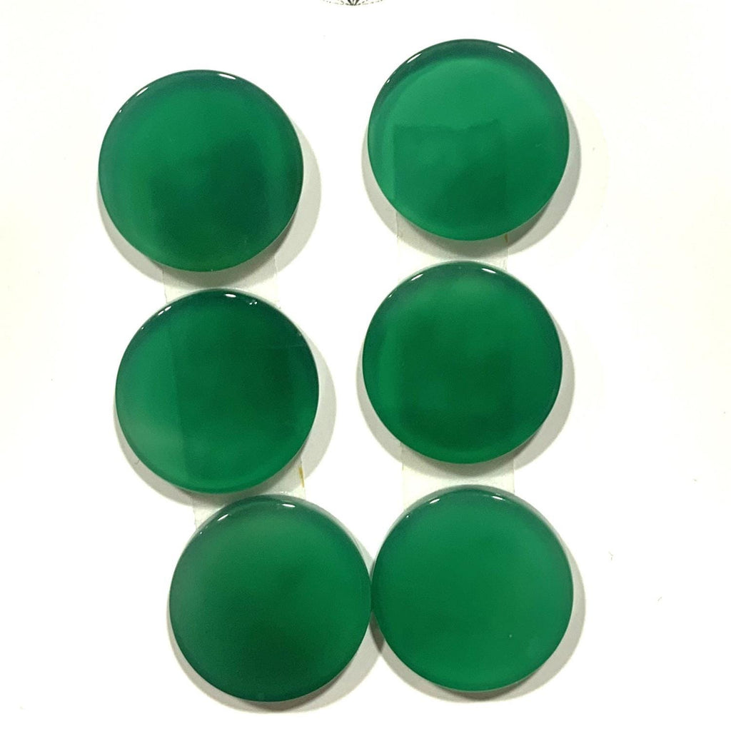 Lote de 6 cabujones de disco liso de ágata verde de 16 mm. (6 uds.).