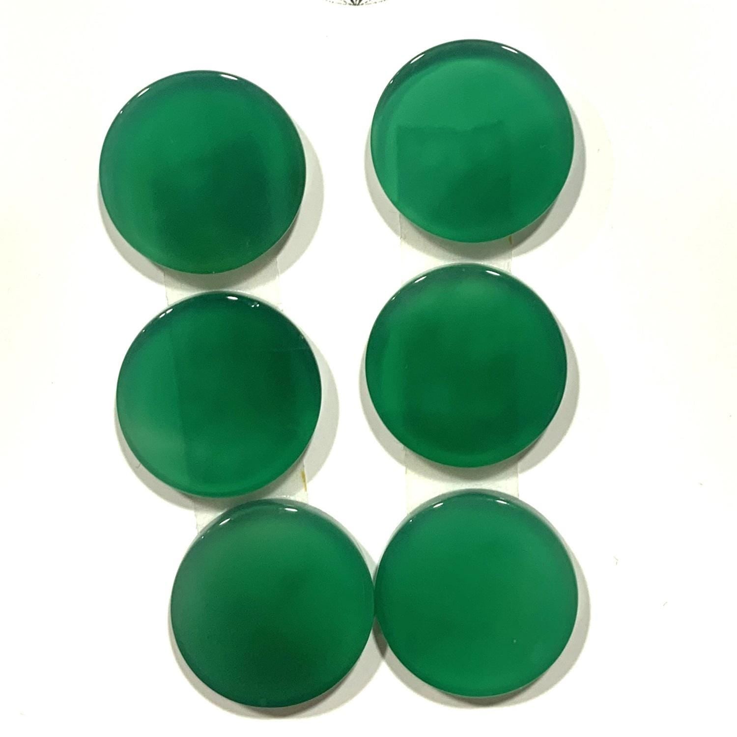 Lote de 6 cabujones de disco liso de ágata verde de 16 mm. (6 uds.).