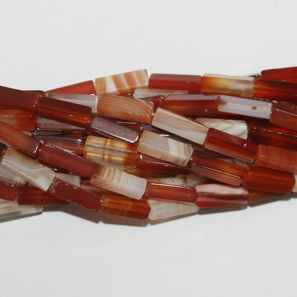 Perles prismatiques lisses rayées en cornaline de 39 cm (15 pouces), 13 x 4 mm - Fil de 39 cm