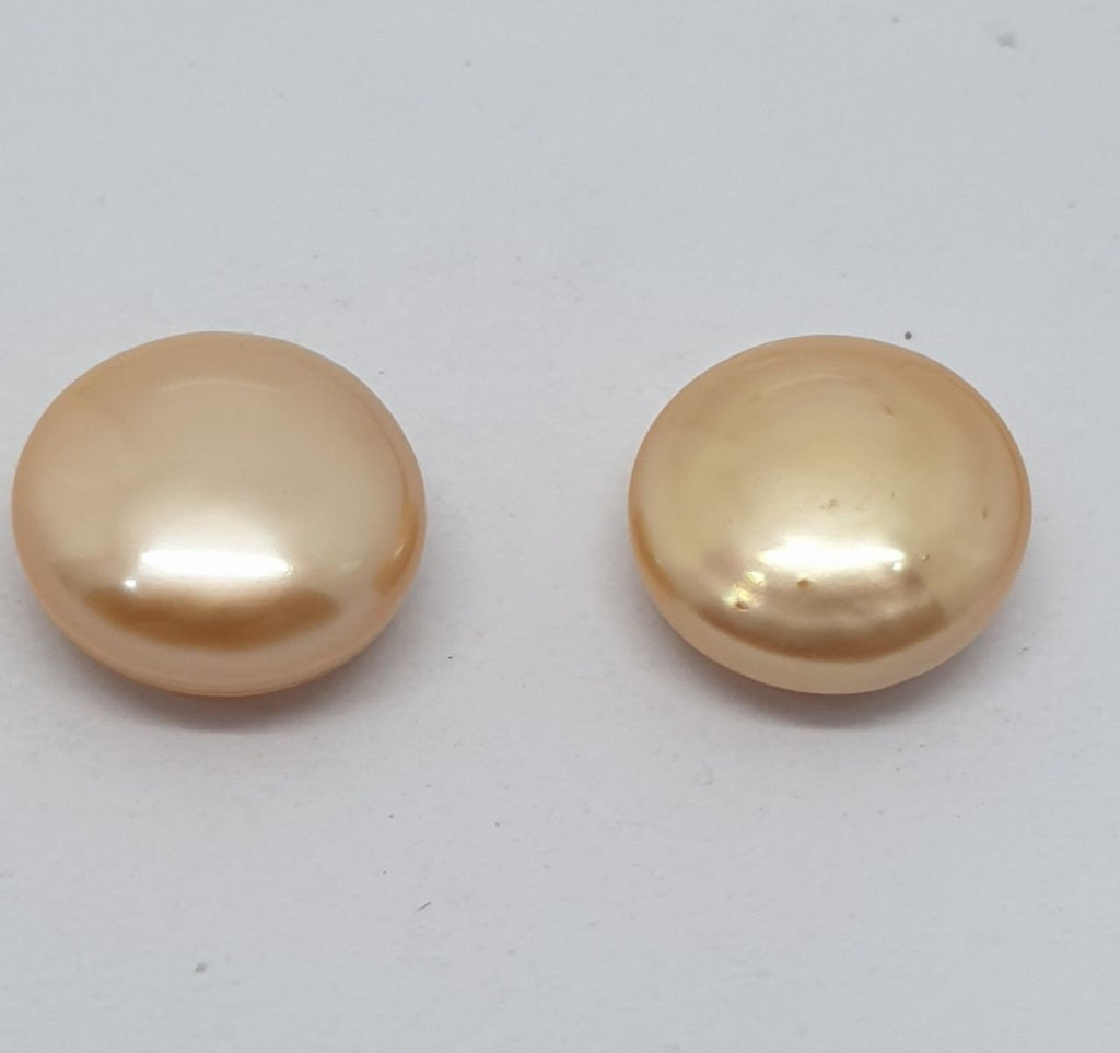 1 Pair Undrilled Golden Freshwater Pearl 10-11mm  Coin Shape  Top Luster Natural Pearl- Price is Per 1 Pair- Pearl Earring- Gold Yellow