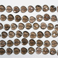Cuentas de corazón facetadas de cuarzo ahumado de 7" 8x10 mm - Hilo de 17 cm.