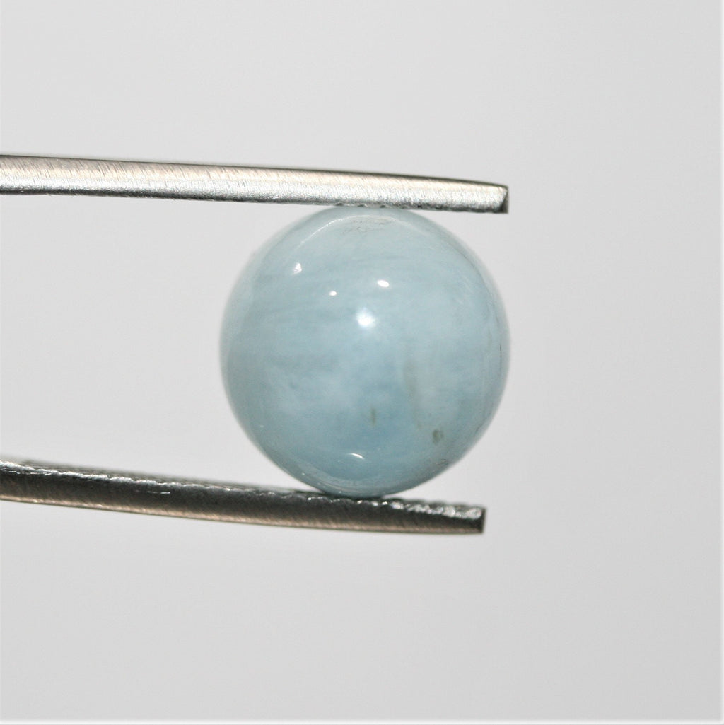 6 cabochons ronds lisses en aigue-marine de 12 mm. (6 pièces)