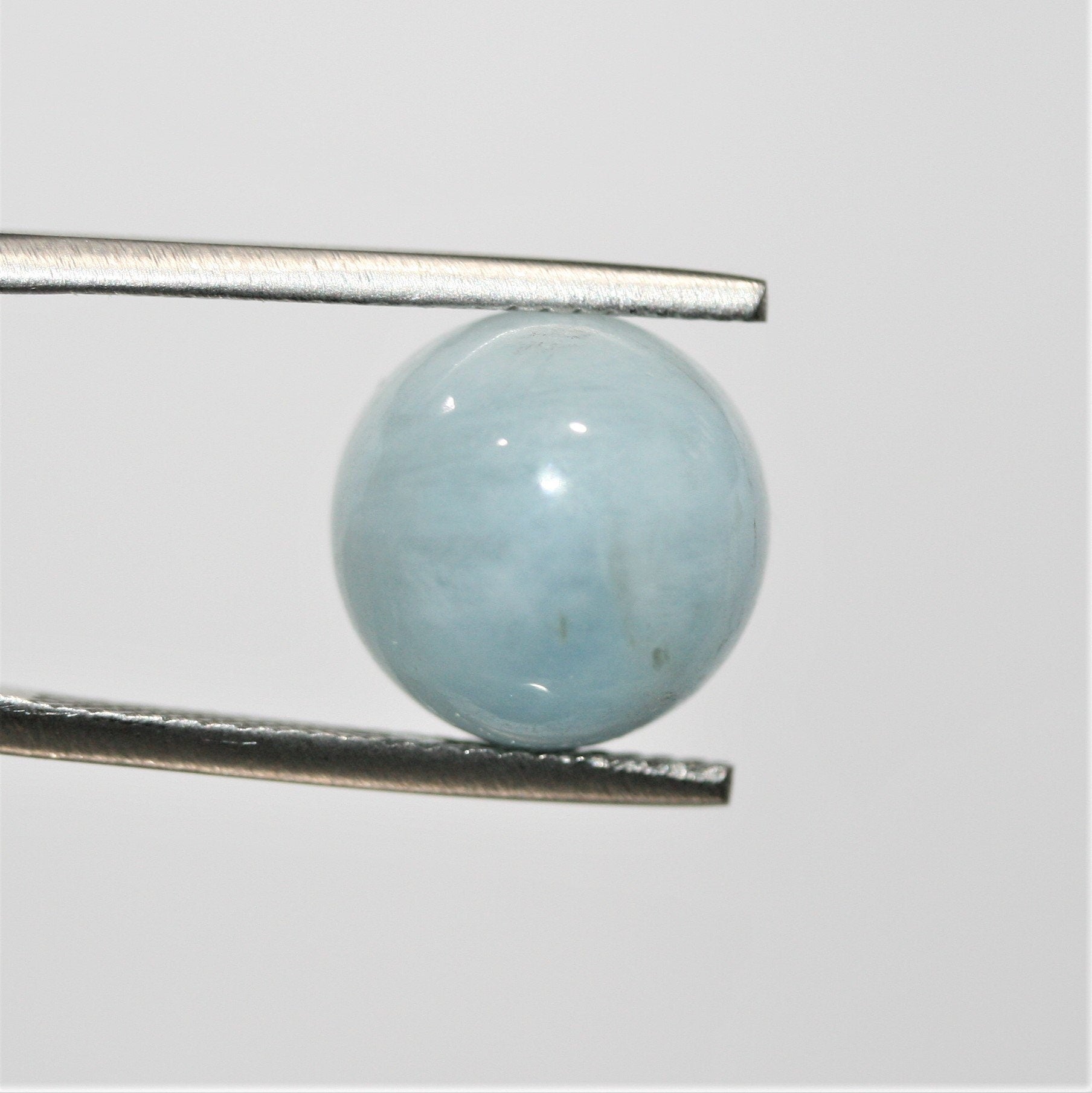 6 cabochons ronds lisses en aigue-marine de 12 mm. (6 pièces)