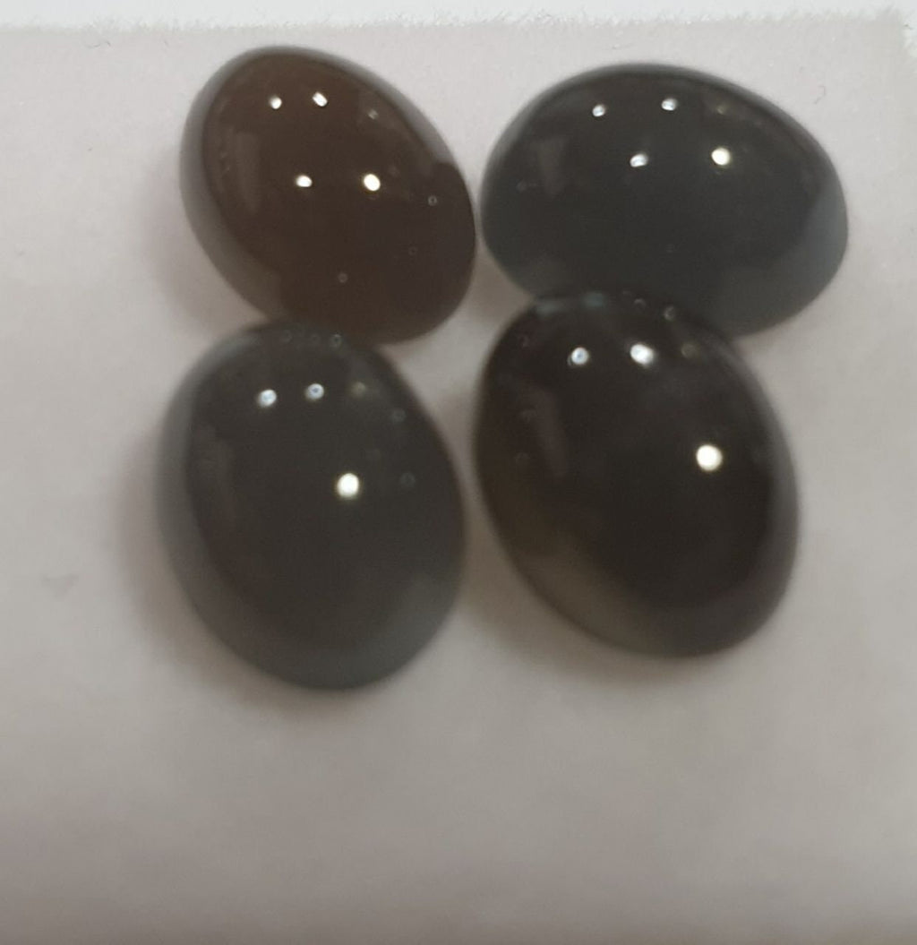 Lote de 4 cabujones ovalados de piedra lunar negra de 8 x 6 mm, venta al por mayor.