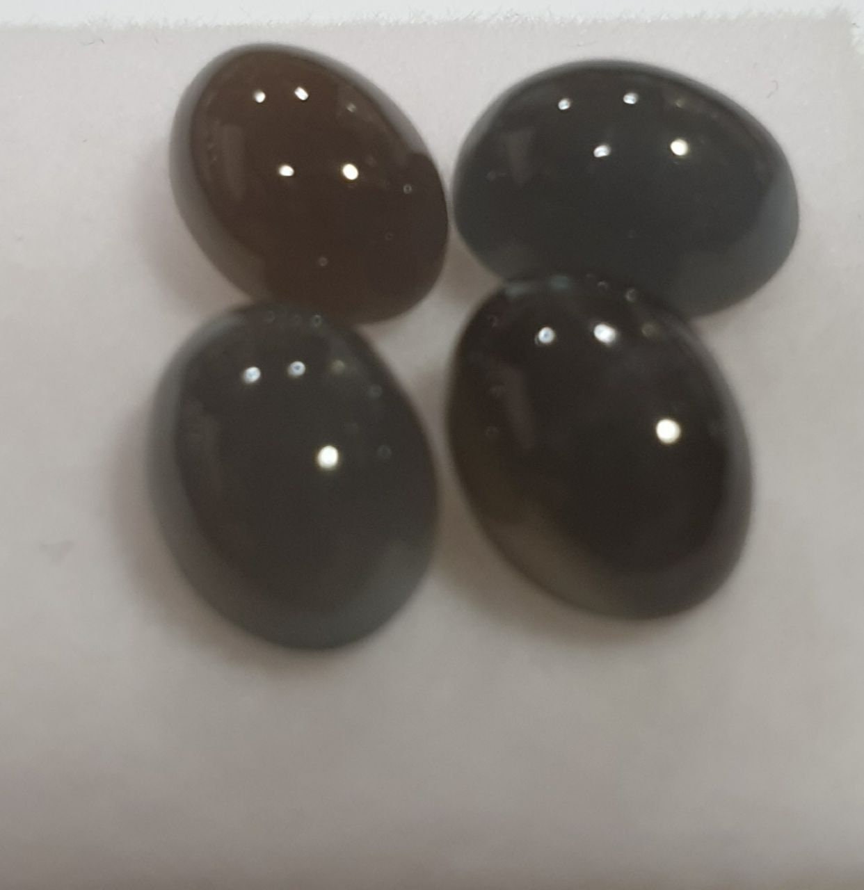 Lote de 4 cabujones ovalados de piedra lunar negra de 8 x 6 mm, venta al por mayor.