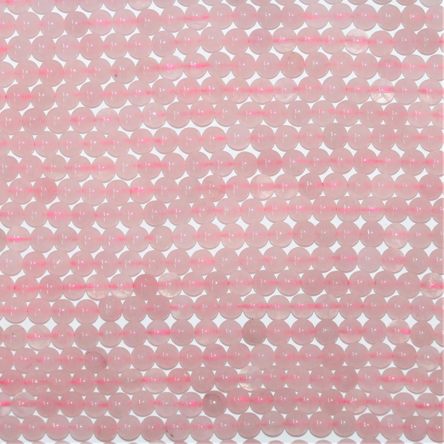 Perles rondes lisses en quartz rose St, 6 mm, 15 pouces (38 cm) - Fil de 39 cm