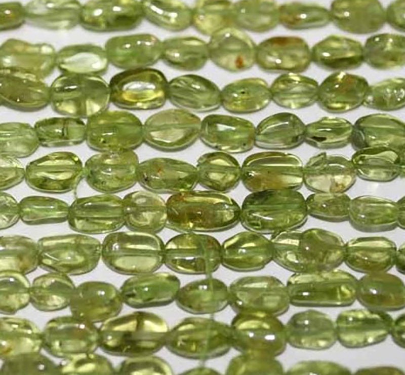 14" St  Peridot Smooth Oval Beads 7x5mm.Approx.-Strand 38cm