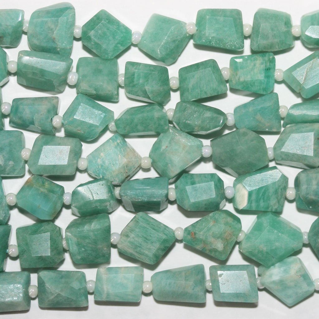 14" St Amazonite Faceted Nugget 8x6mm.Approx.-Strand 35cm.