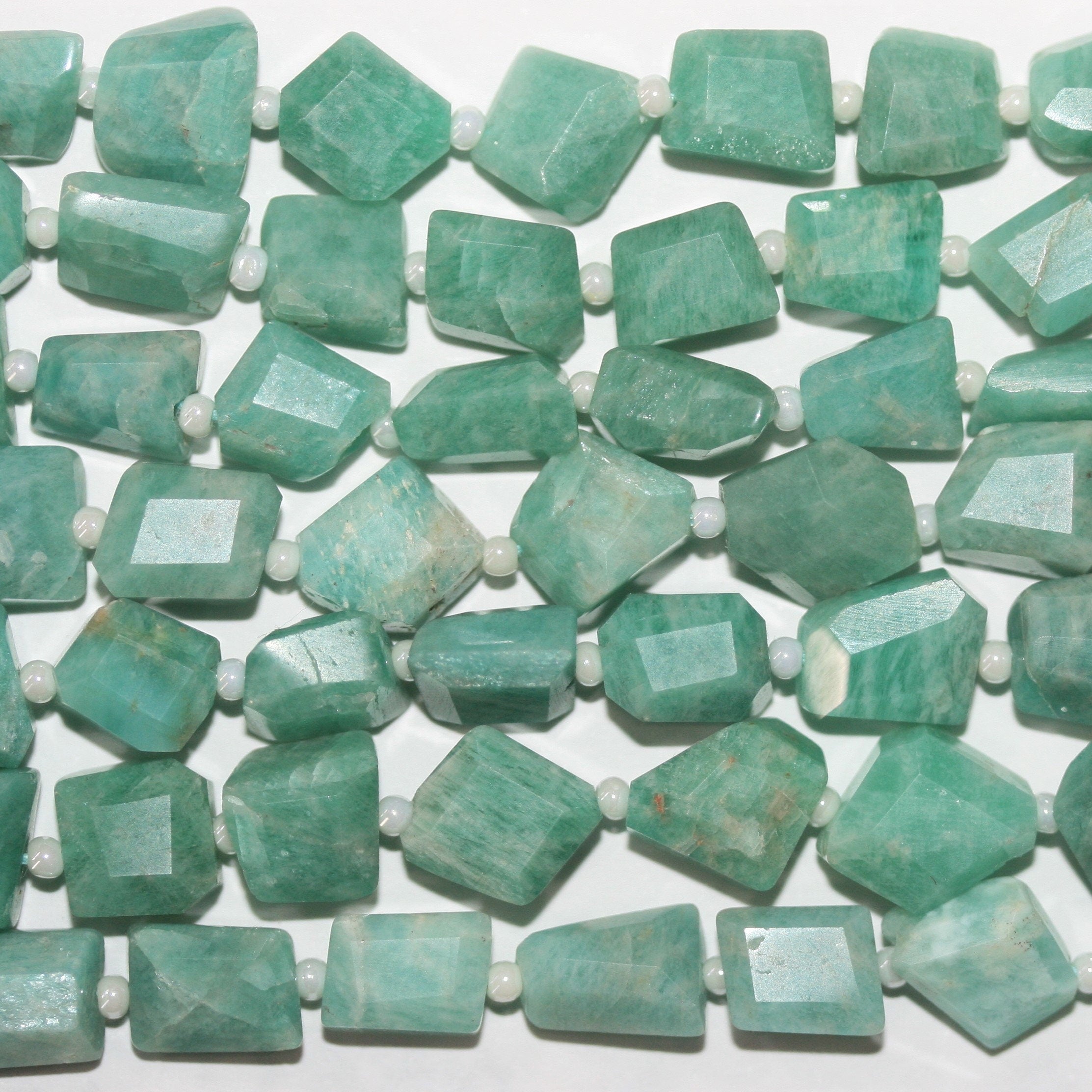 14" St Amazonite Faceted Nugget 8x6mm.Approx.-Strand 35cm.