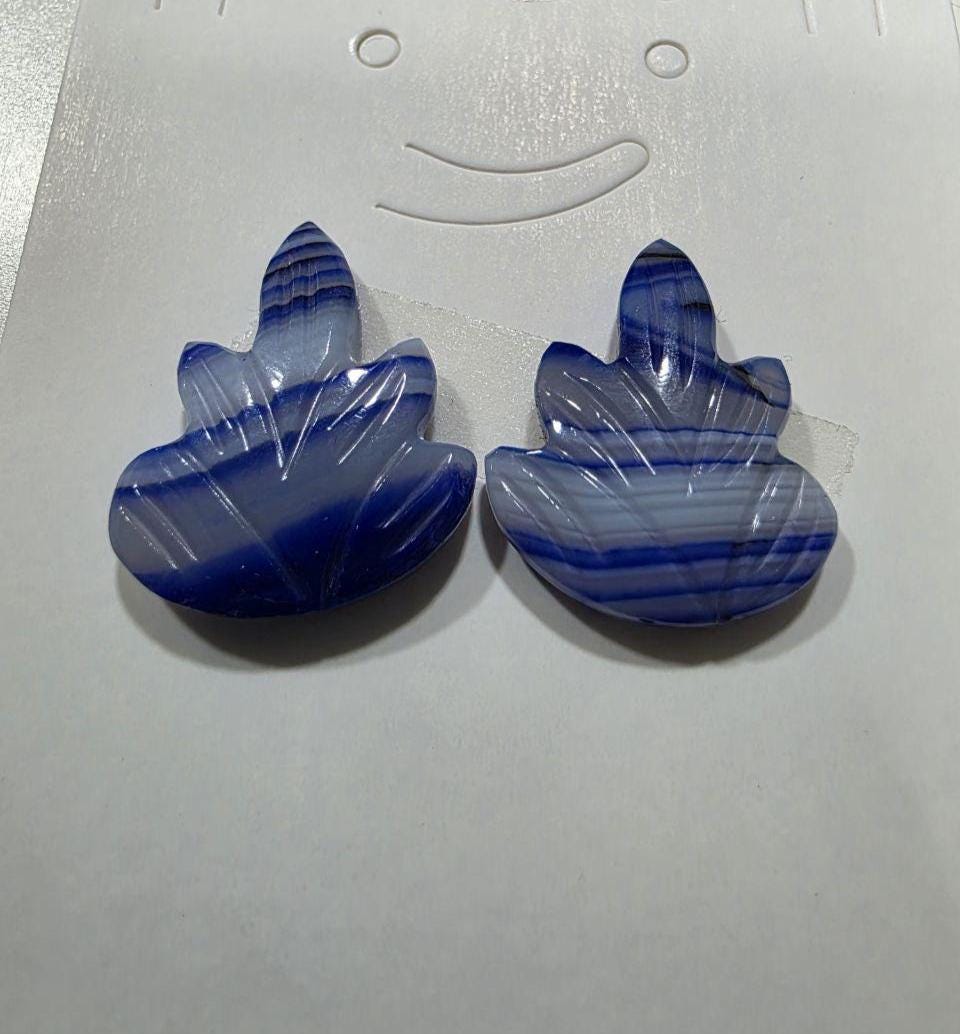 1 Matching Pair Purple Agate Leaf (2 Pieces ) 23x18mm