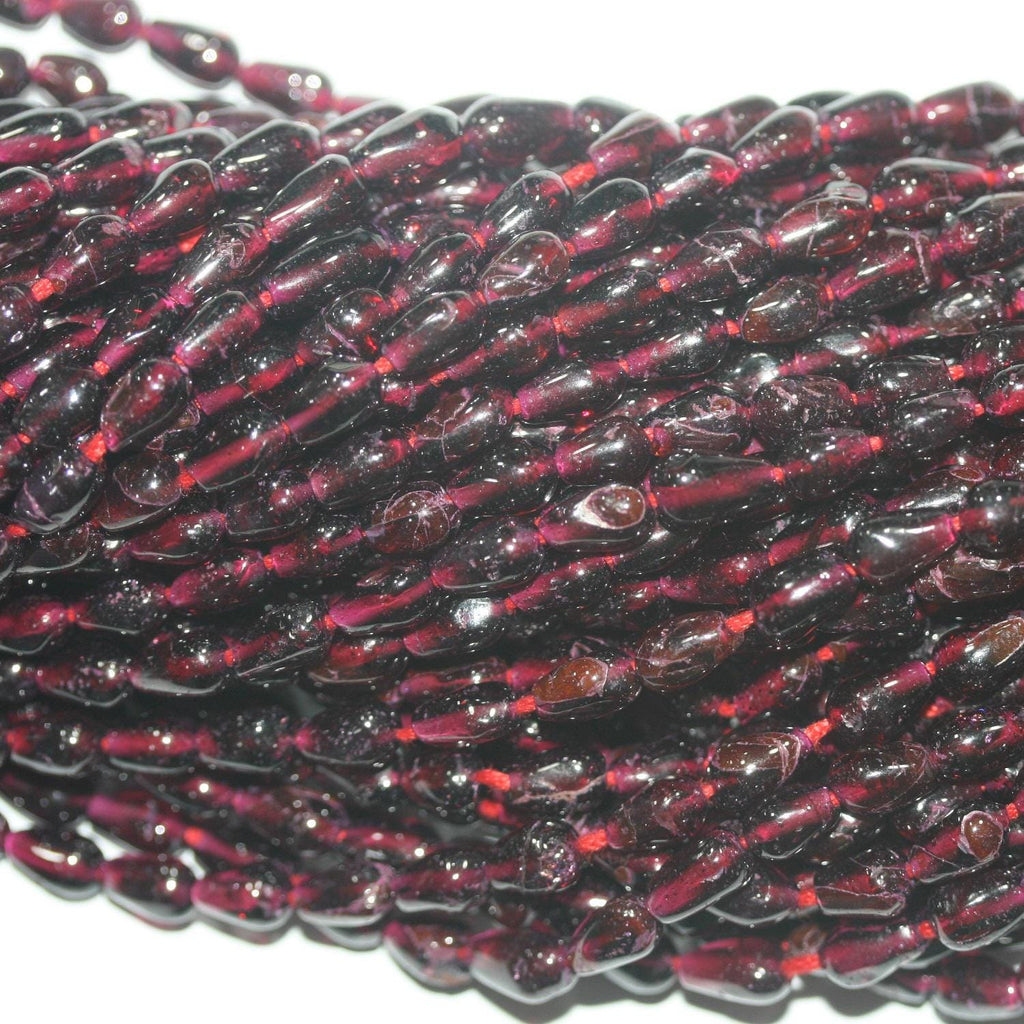 14" St Garnet Smooth Drop Beads 8x5mm. Approx -Strand 36cm