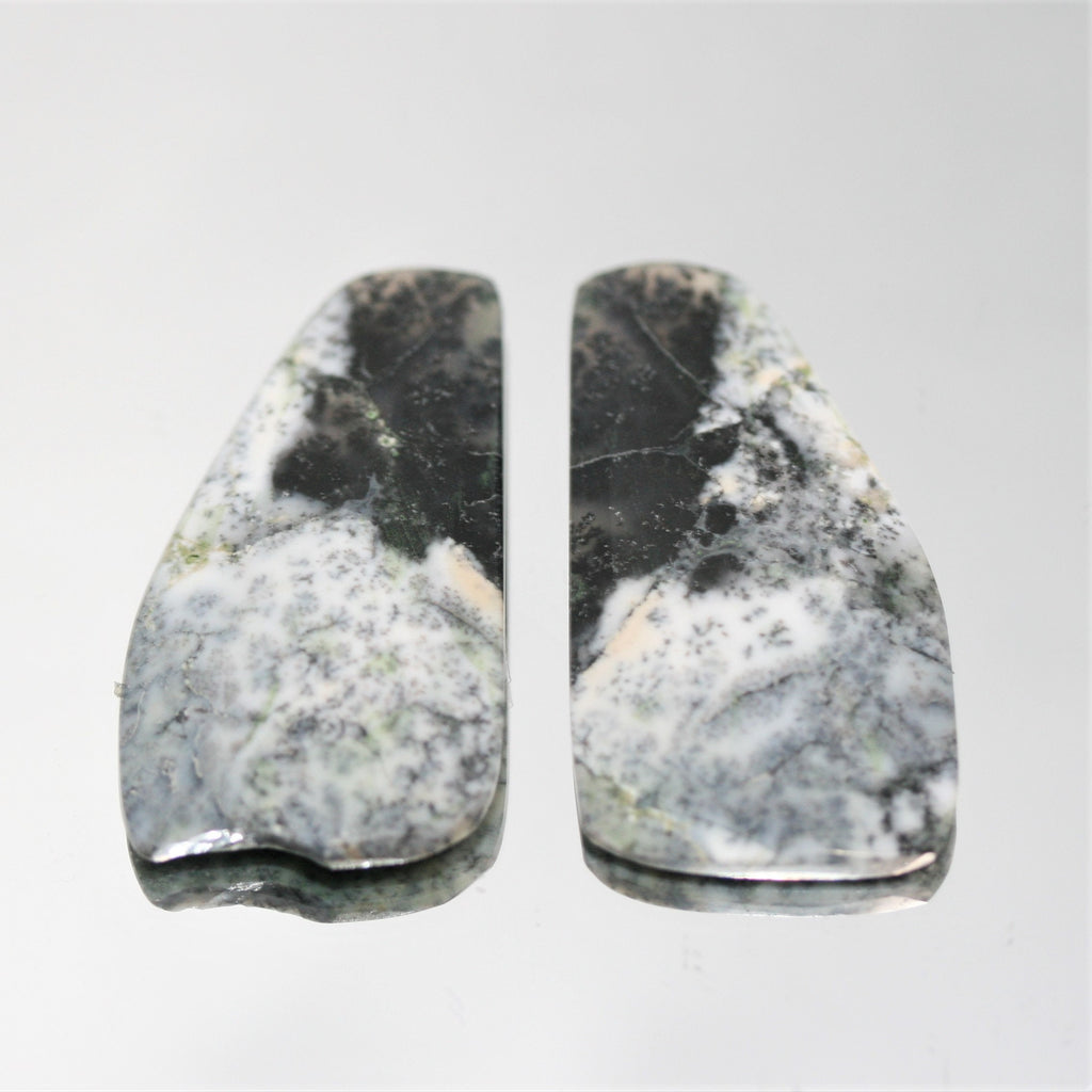 Dendritic Agate Faceted Cabochon 35x20mm approx. (38 ct).- 1 Pair