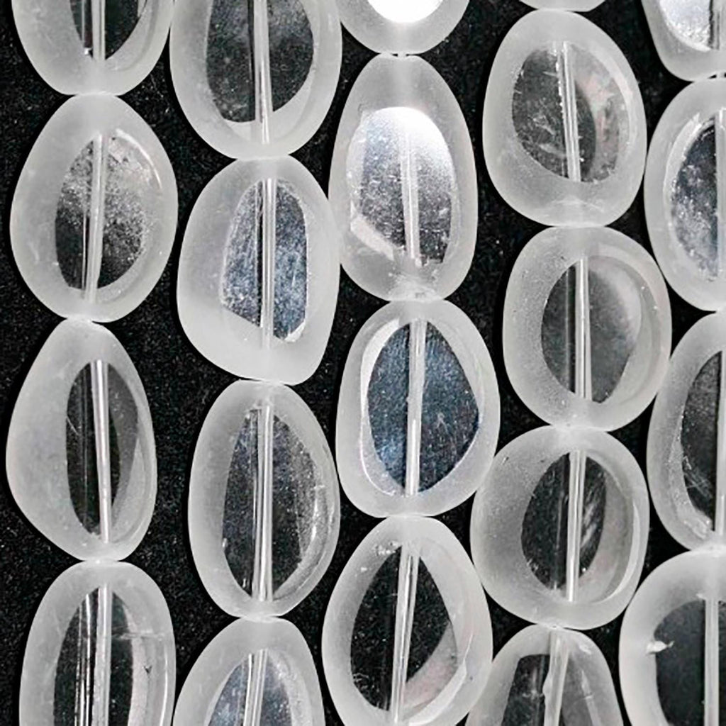 Cuarzo cristal de roca liso ovalado de 16" (pulido/sin pulir) - Cuentas de 24 x 14 mm (aprox.) - Hilo de 40 cm