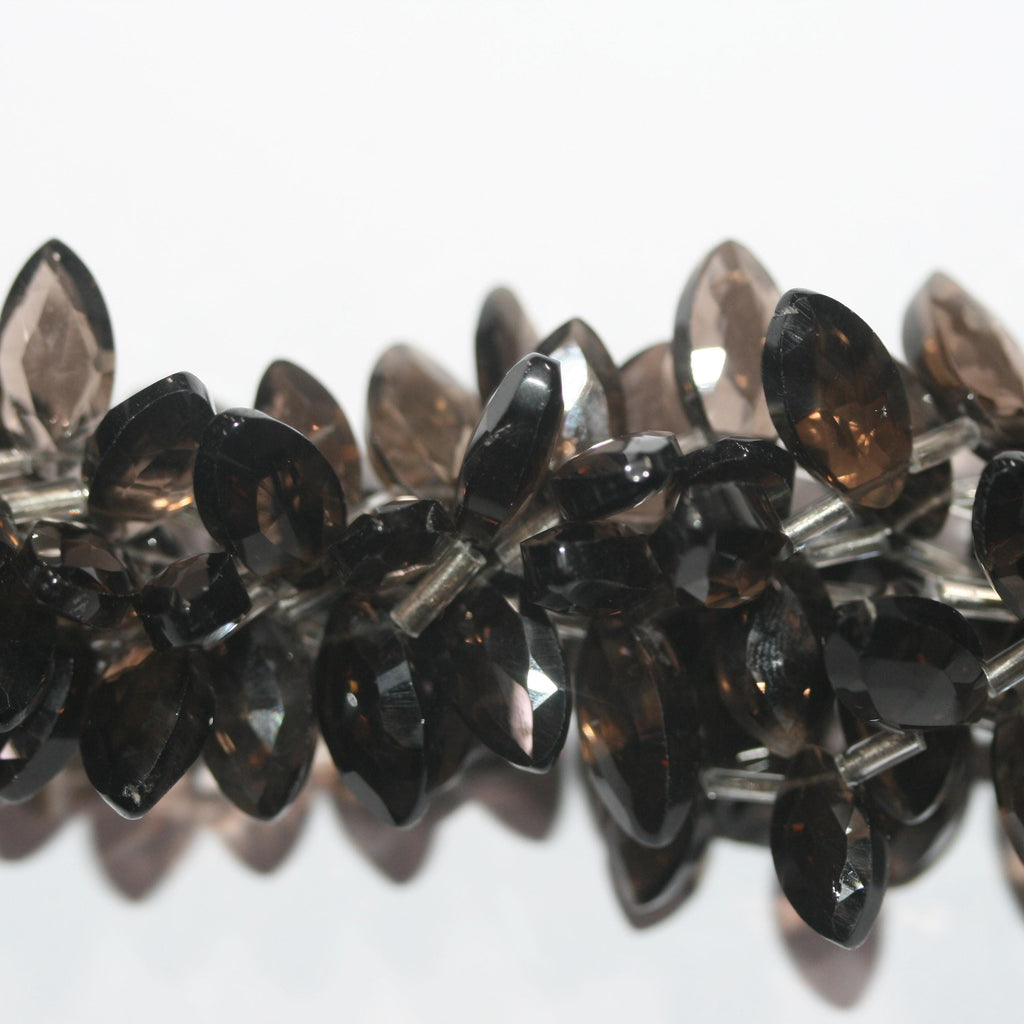 Perles de quartz fumé facettées en forme de marquise, 8 pouces (14 x 7 mm), longueur 20 cm. Réf. 15020