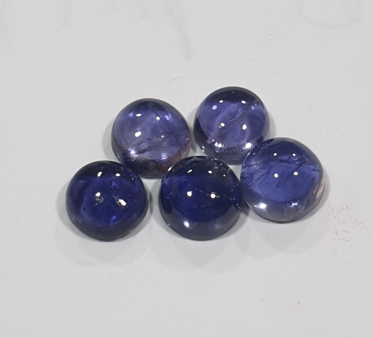 Lote de 5 cabujón de iolita de 5 mm, cordierita, piedra preciosa natural, gemas calibradas, lote de piedras preciosas