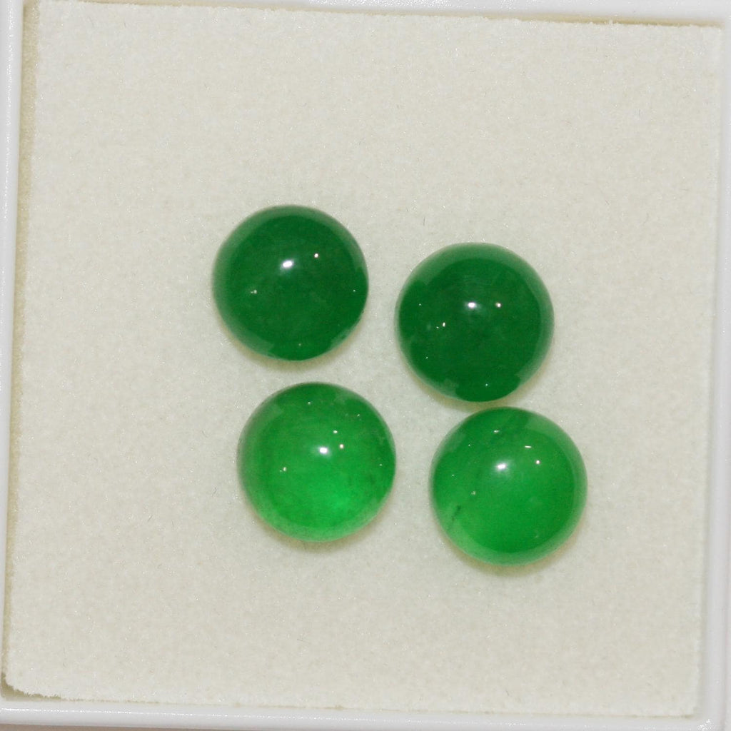 Lote de 4 cabujones redondos de jade verde (4 unidades) de 8 mm