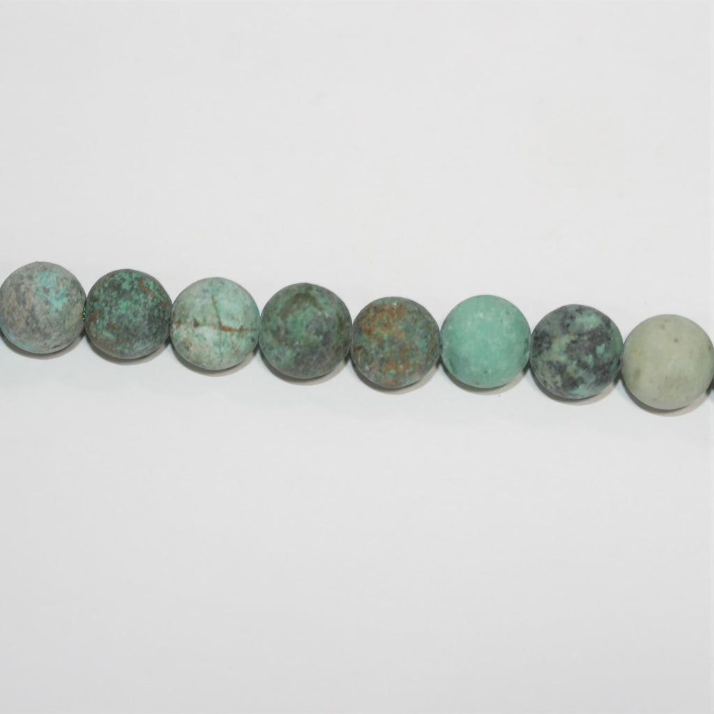 Perles rondes lisses en turquoise africaine, finition mate, 6 mm, 15 pouces (38 cm) - Fil de 39 cm