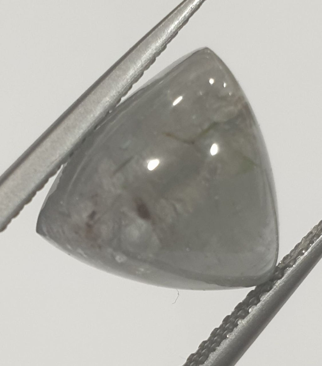 Rare Grey -Blue Tourmaline Trillion Cabochon 11.5x11.5mm 6.1 Ct- Untreated Stone- Rare Color