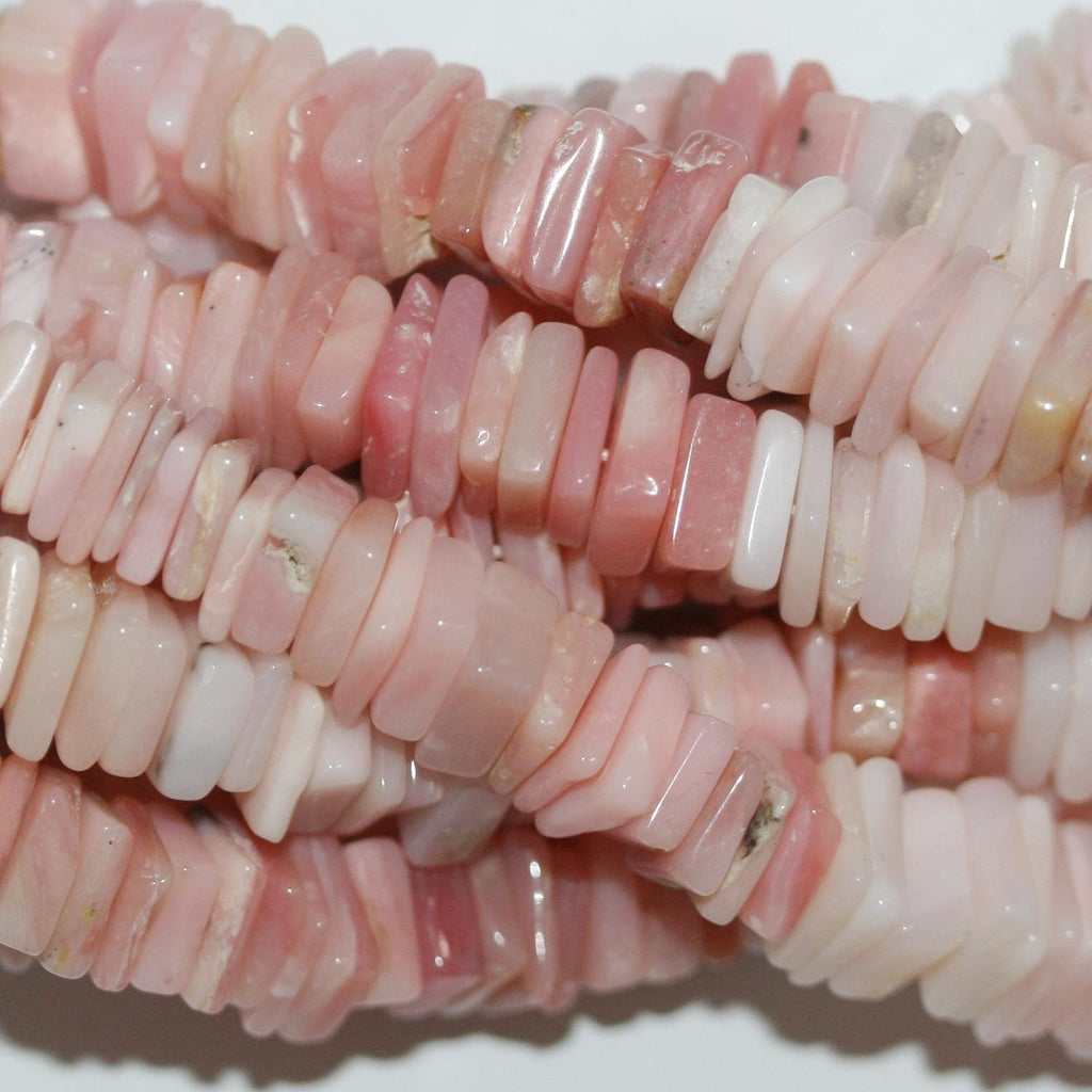 Cuentas cuadradas planas y lisas de ópalo rosa de 43 cm (17"), 7-8 mm aprox. - Hilo de 42 cm