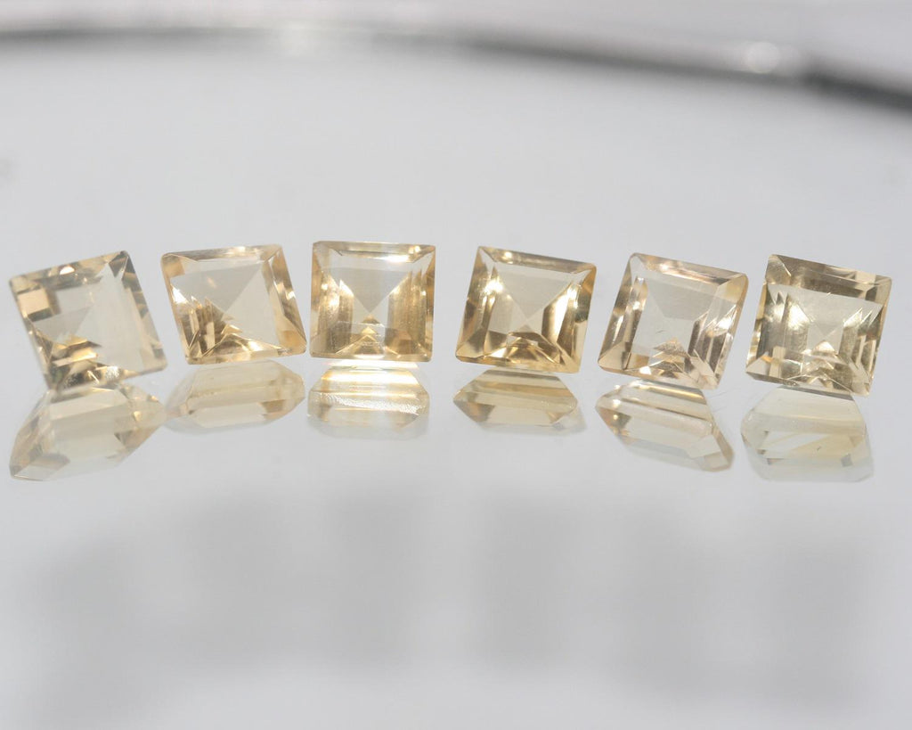 Lote de 6 piezas de citrino facetado cuadrado de 7 mm (6 piezas) - Ref. 651LO