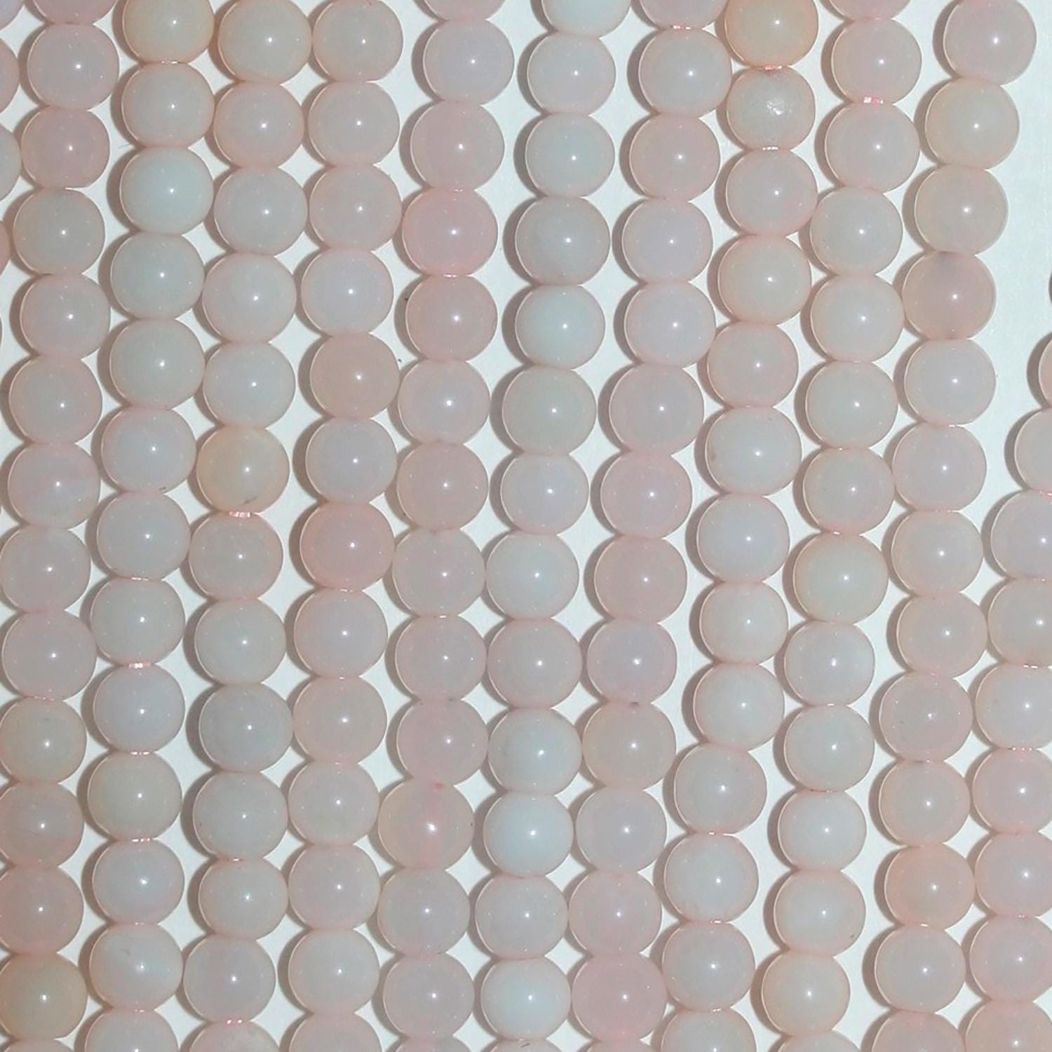 Perles rondes lisses en opale rose de 15 pouces (4 mm) - Fil de 39 cm