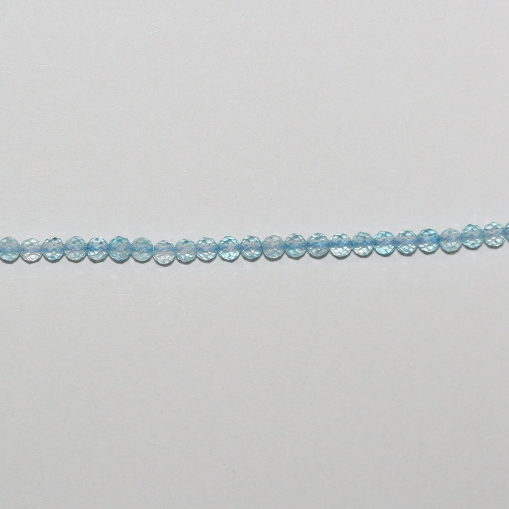 Perles rondes à facettes en topaze bleue, 15 pouces, 2,5 mm - Fil de 39 cm