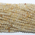 Perles rondes à facettes en quartz rutile St 14" 2,6-3 mm.-Rig 33 cm.