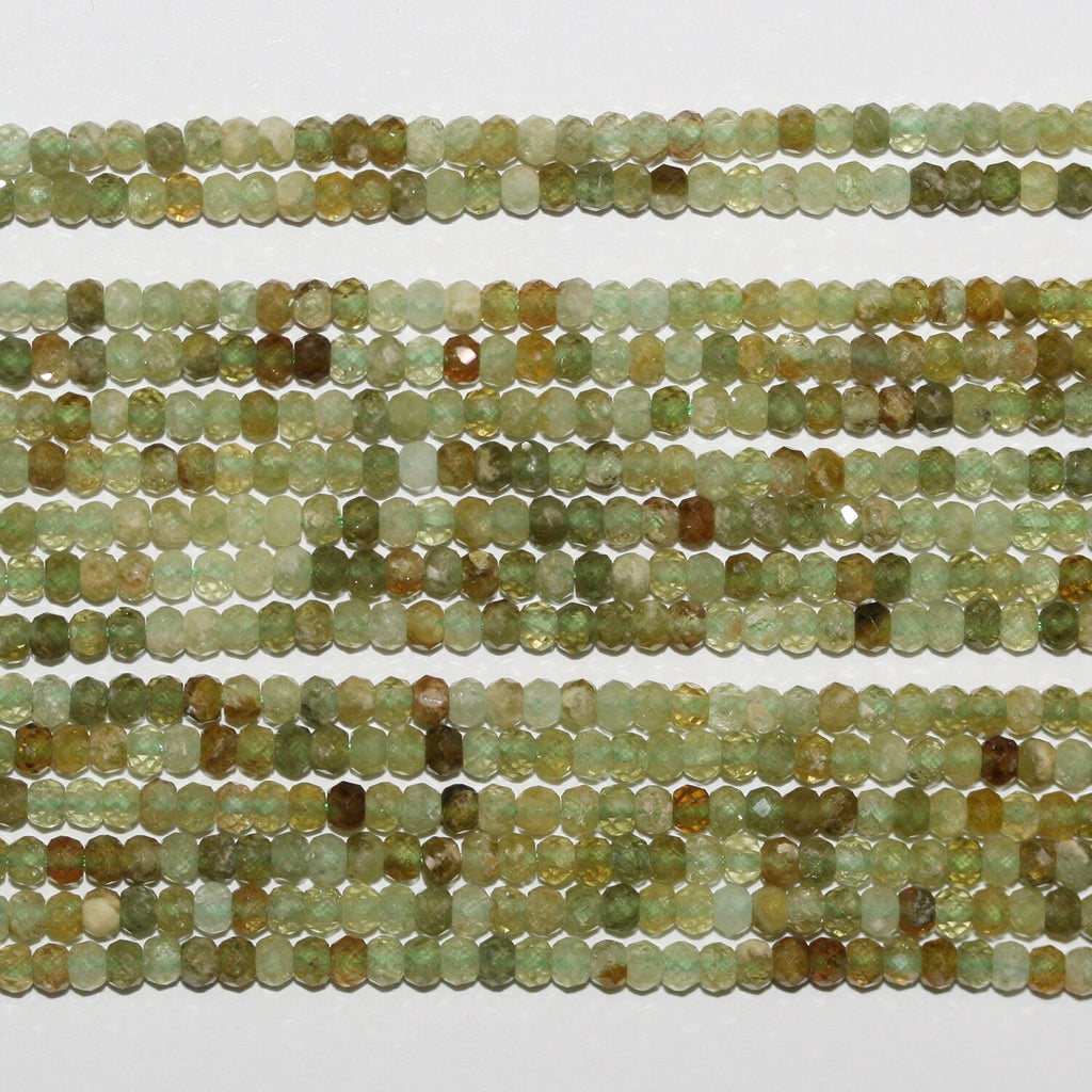 Perles rondelles à facettes en grenat grossulaire de 39 cm (15 po), 3 x 2 mm - Fil de 39 cm