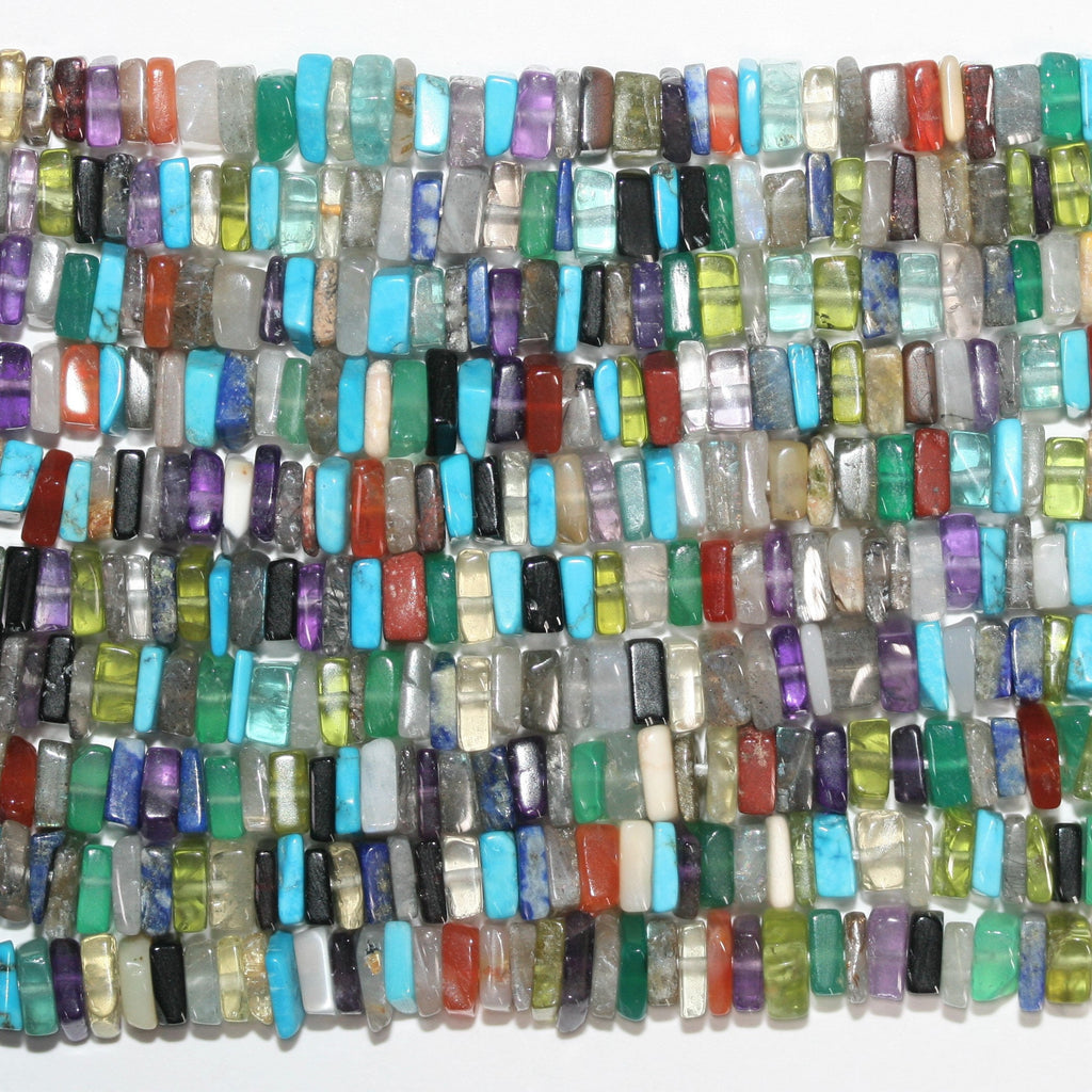 16" St Multi Stone Smooth Flat Square Beads 5x2mm.-Strand 40cm.