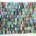 16" St Multi Stone Smooth Flat Square Beads 5x2mm.-Strand 40cm.