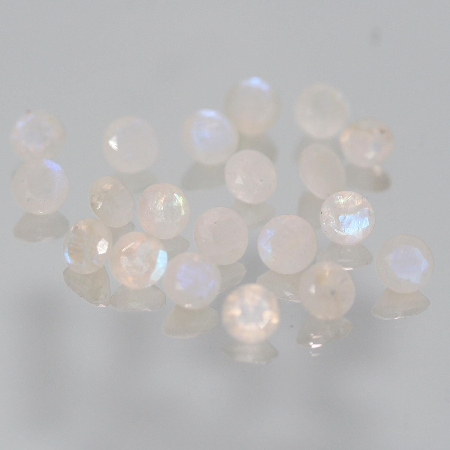 Lote de 20 piedras lunares facetadas redondas de 6 mm (20 uds.)