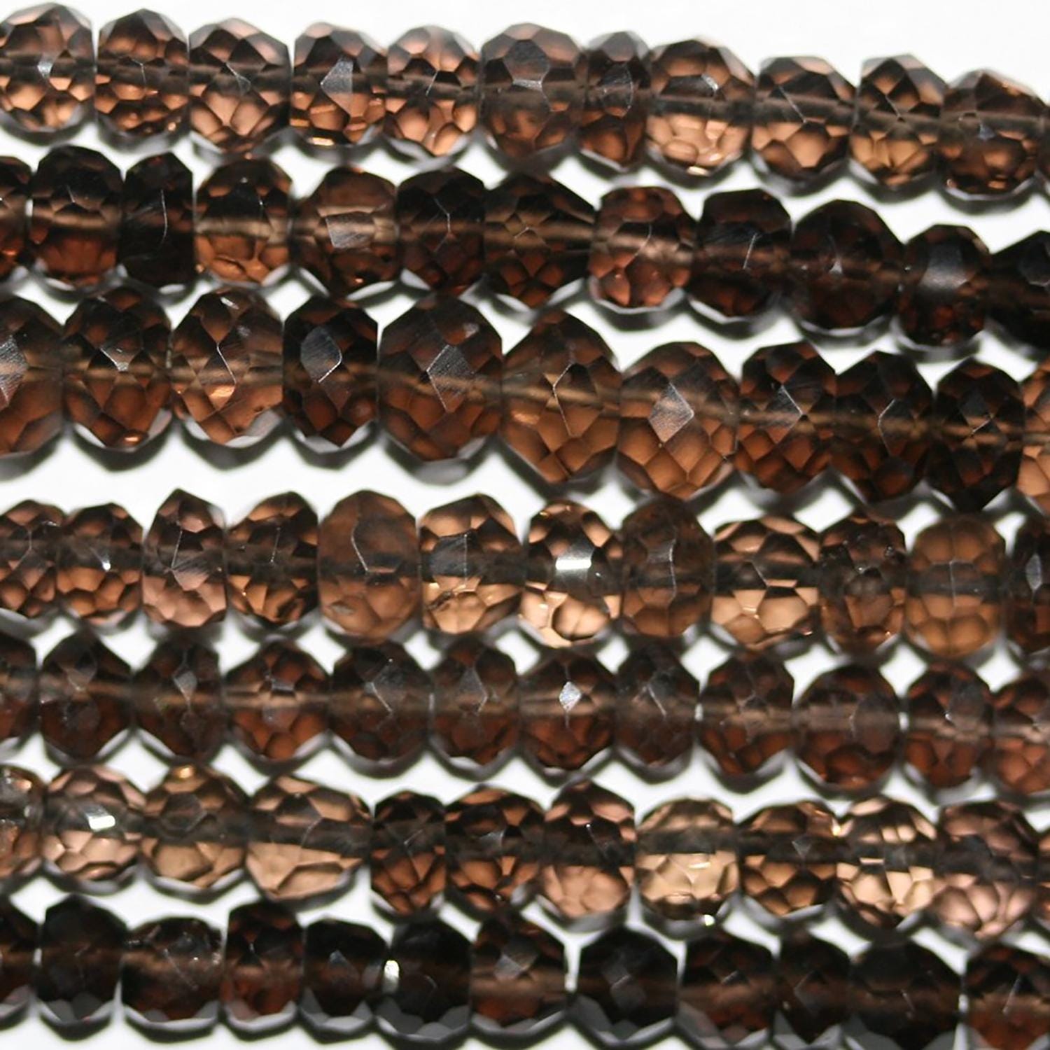 13" St Smoky Quartz Faceted Rondelle Beads 5x3mm.Approx.-Strand 34cm