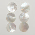 Lote de 6 cabujones redondos planos MOP de 15 mm. (6 uds.)