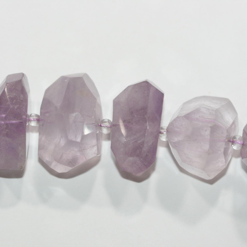 14" st  Amethyst Lavender Faceted Nugget 25x13mm.-Strand 36cm.-Item.14713