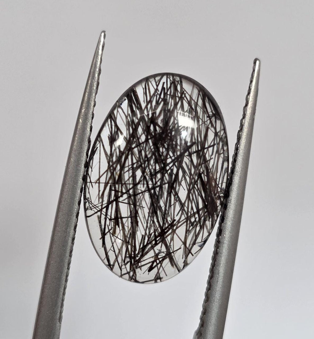 Cabochon en quartz tourmaliné de qualité supérieure AAA, 14,8 x 9,7 mm, rare et limpide, 3,95 ct