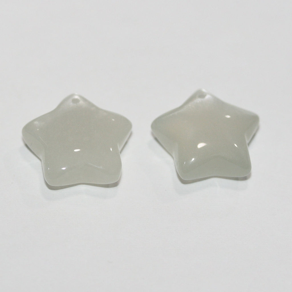 Lote de 2 colgantes lisos de estrella de piedra lunar gris de 15 mm (1 par).
