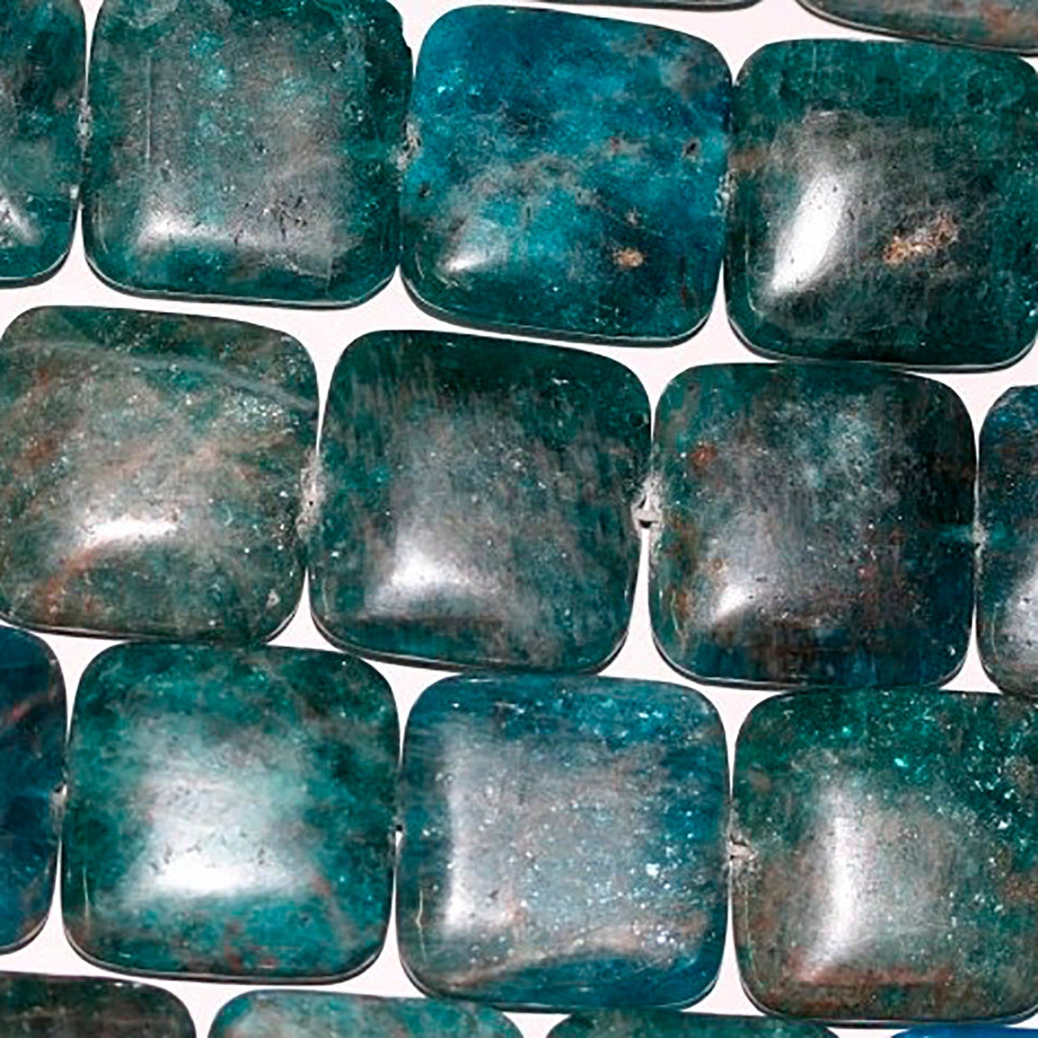 Cuentas cuadradas lisas de apatita azul de 16", 25 mm (tira de 40 cm)